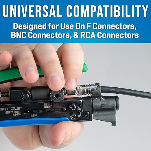 Jonard Tools CT-200, Universal Compression Tool with Dual Head for Coaxial Cable F Connector