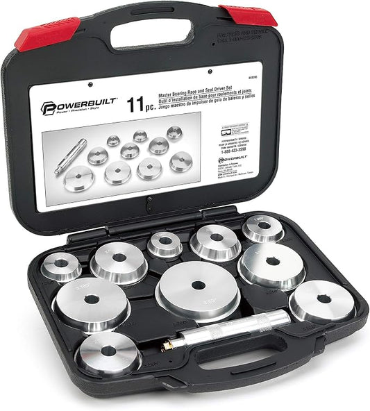 Powerbuilt 11 Piece Master Bearing Race and Seal Driver Tool Set, Bearing Press Kit, Seal Installer Bearing Driver Kit for Bearing Installation, Storage Case - 648996