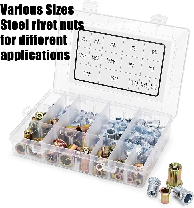 Rivet Nut Tool Kit 16" Rivnut Nutsert Gun for Threaded Insert Installation | High-Leverage Long Reach Handle, Knob Removal, Stroke Adjustability