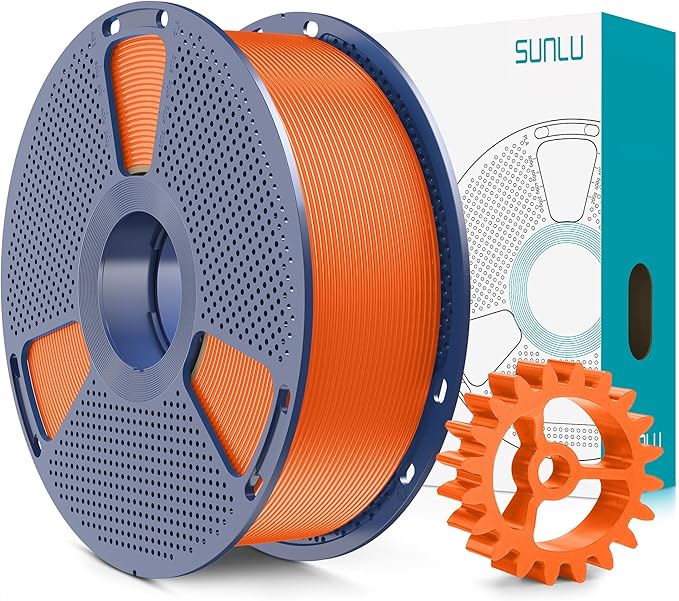 SUNLU PLA+2.0 3D Printer Filament, Upgrade PLA+ Filament 1.75mm, Tougher and Stronger, Neatly Wound Filament, Dimensional Accuracy +/-0.02mm, 1KG Spool(2.2lbs), Sunny Orange