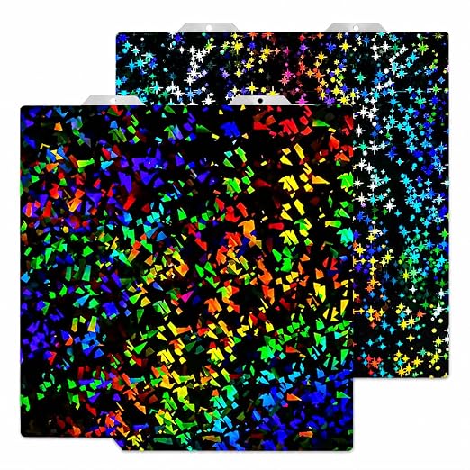 184x184mm PEF+PEY Holographic Build Plate for Bambu Lab A1 Mini, Rainbow Confetti PEF+Galaxy PEY Spring Steel Plate Print Bed for Bambu Labs 3D Printer