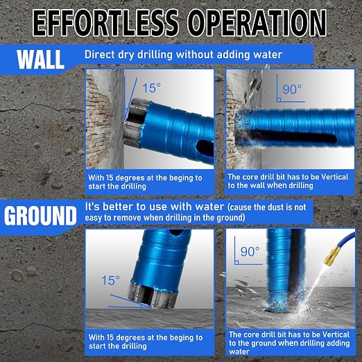 SALI Diamond Core Drill Bits 4" Diameter 10"/254mm Drilling Depth 5/8-11" Thread Core Bit Turbo Laser-Welded Segments for Cured Concrete with, Brick, Block, Masonry, with Two Adapters
