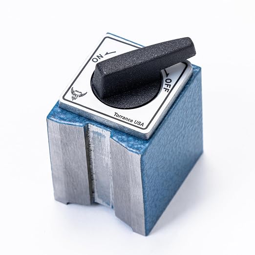 PEC Tools Mini Universal Arm Magnetic Base with Mechanical Locking System, 77lb/35kg Holding Force, Fits 6mm & 3/8" Stems & Dovetail, Compact Precision Indicator Stand