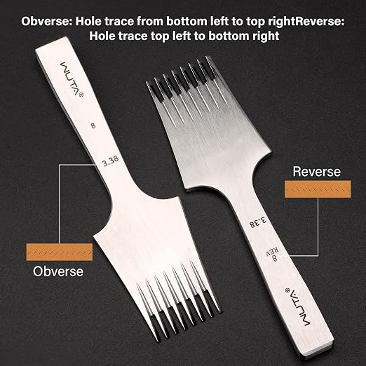 WUTA Leather Chisel All-Polished Die-Steel Puncher French Style Pricking Iron Sharp Leather Punching Tool Kits