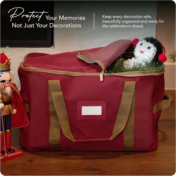 Covermates Keepsakes Treasurekeeper Storage Bag - Carrying Handles, ID Window - Holiday Storage, Red