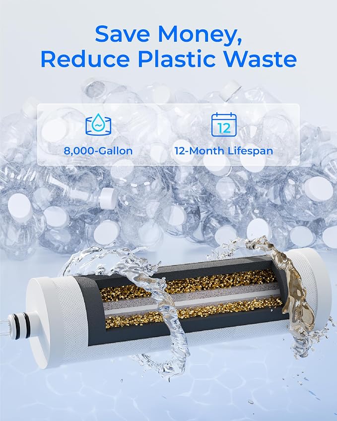[Original] Waterdrop CFF-01 Water Filter Replacement for Waterdrop WD-CTF-01/CTF-02, NSF/ANSI 42&372 Certified, 5-stage Water Filter, Reduces Heavy Metals, Bad Taste and Up to 99% of Chlorine