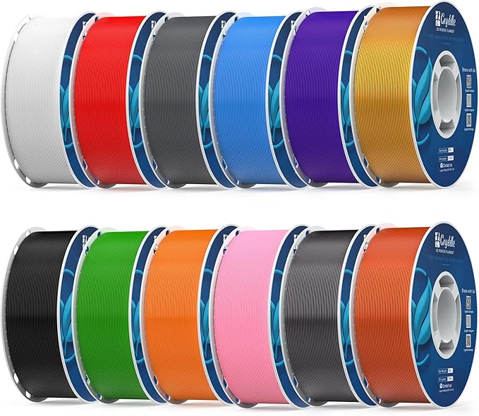 PLA 3D Printer Filament 1.75mm, 12 Rolls Bundle (1kg/2.2lb per Roll), 10kg Total, High Dimensional Accuracy & Low Odor, Suitable for Beginners, Compatible with FDM Printers