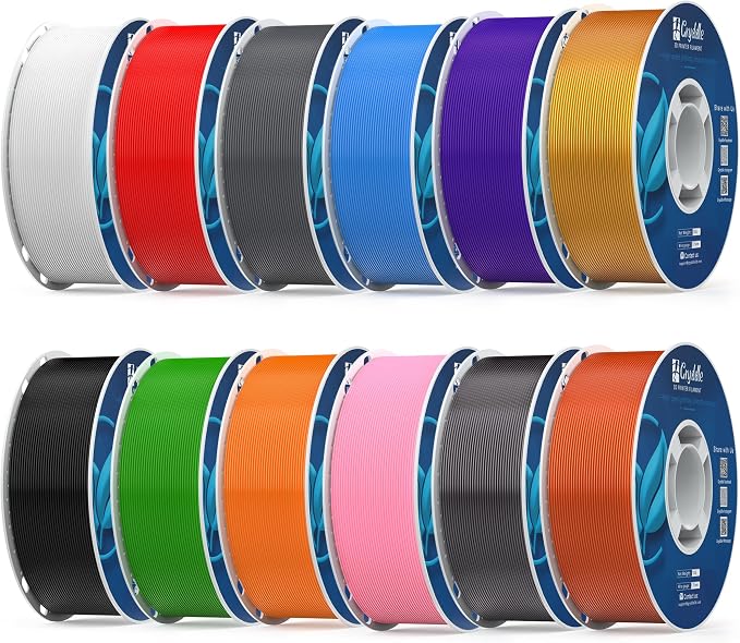 PETG Filament 12KG Color Mix Bundle – 12 Rolls Bundle, 1.75mm ±0.03mm High Precision, High Toughness & Heat Resistance, Compatible with FDM 3D Printers