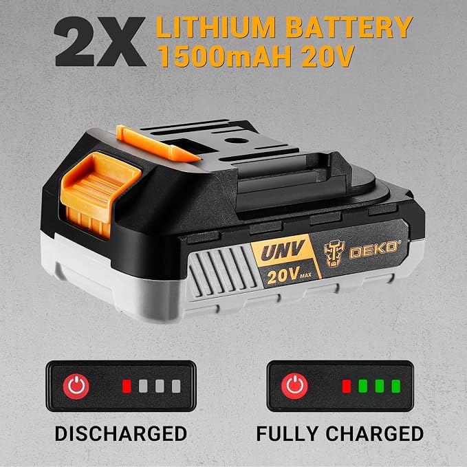 Power Drill Cordless: DEKOPRO 20V Electric Drills with 3/8-Inch Keyless Chuck, Variable Speed, Power Cordless Drill Set Tool with 2 Batteries, Charger&30 Accessories(Gray)