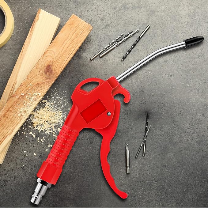 MorningRo 6 Pcs Air Blow Gun Kit with 19", 11", and 4" Pistol Grip Air Blow Gun Tools Compressor Nozzle for Industrial Household Car Detail Mechanics (Red)