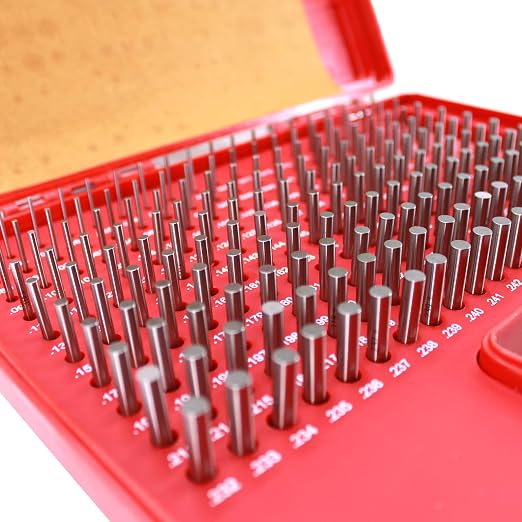 HFS(R) Pin Gage Set M1 Plus Steel Gauge with Storage Case for Carpenters and Home Improvement 190 PCS 0.061-0.250"