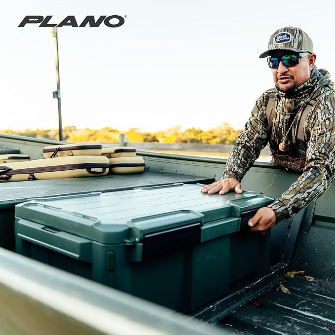 Plano GoNow Box, Waterproof Gear Storage, Heavy-Duty Outdoor Utility Container with Tray and Dividers for Tools and Accessories, Large, Olive Drab