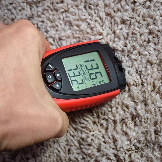 eH710T Moisture Meter by ennoLogic – Digital LCD Pin Type with 7 Material Settings for Wood, Cement, Mortar, Brick, Drywall, Carpet – Backlight, Hold, Max/Min, Air Temperature, and Holster