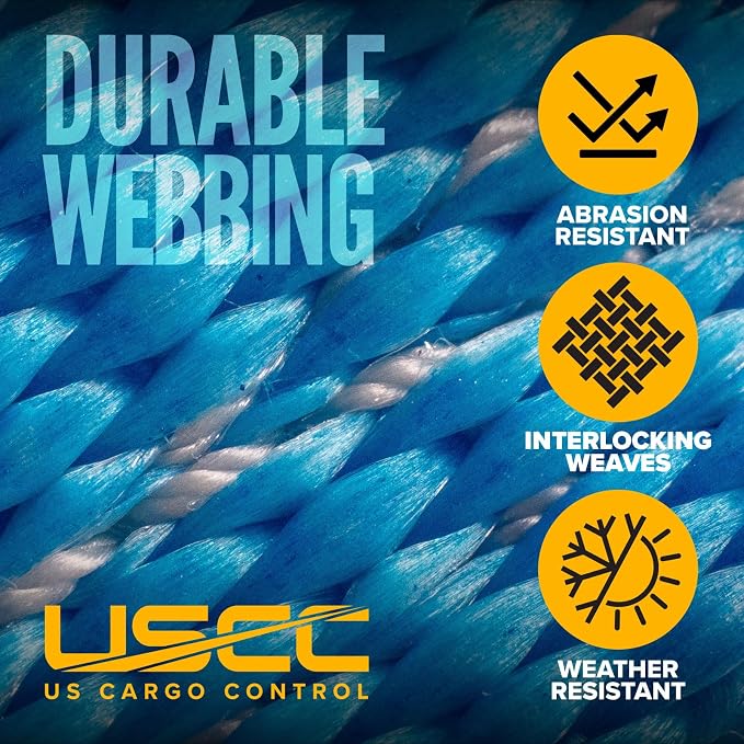 US Cargo Control Flat Hook Ratchet Straps 4” x 30’ (90-Pack), 5,400 LBS Working Load Limit, Blue 4 Inch Ratchet Straps with Black Flat Hooks, Professional 4 Inch Straps for Flatbed Trailers