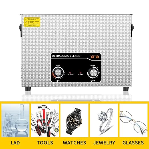 Commercial Ultrasonic Cleaner 30L with Knob, Heater Timer 10 Transducers 800W+600W 42kHz for Carburetor Bike Chain Brass Instrument Jewelry Denture Professional