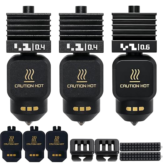 3 Pack P2S 0.4 0.6 hotend Nozzle Kit for Bambu Lab P2S/H2D/X2D 3D Printer | Hardened Steel Quick Swap Nozzle Replacement, P2S Hot end with 2 Silicone Brushes & 3 Silicone Socks & A1 Silicone Brushes