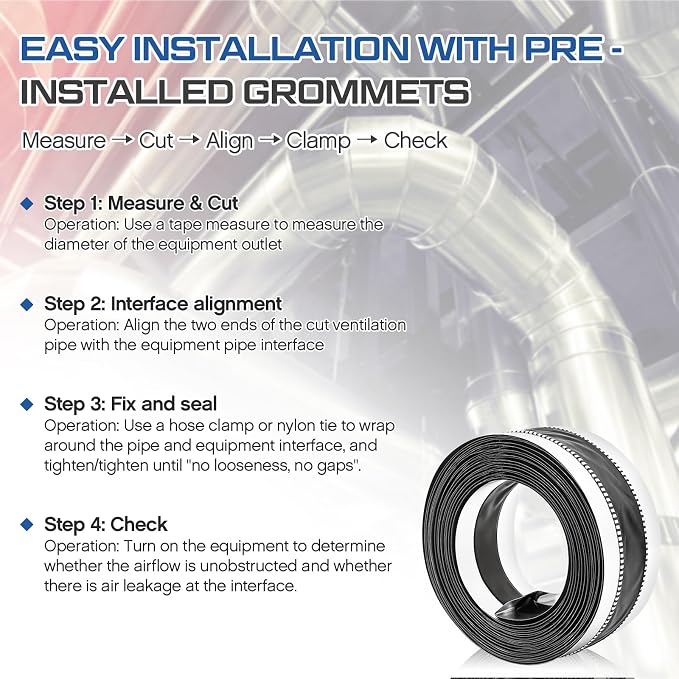 Zonon 7-1/2 x 50 ft Vinyl Flexible Duct Connector Canvas Duct Connector Roll for Dryers Range Hoods HVAC Kitchen and Other Household Scenarios