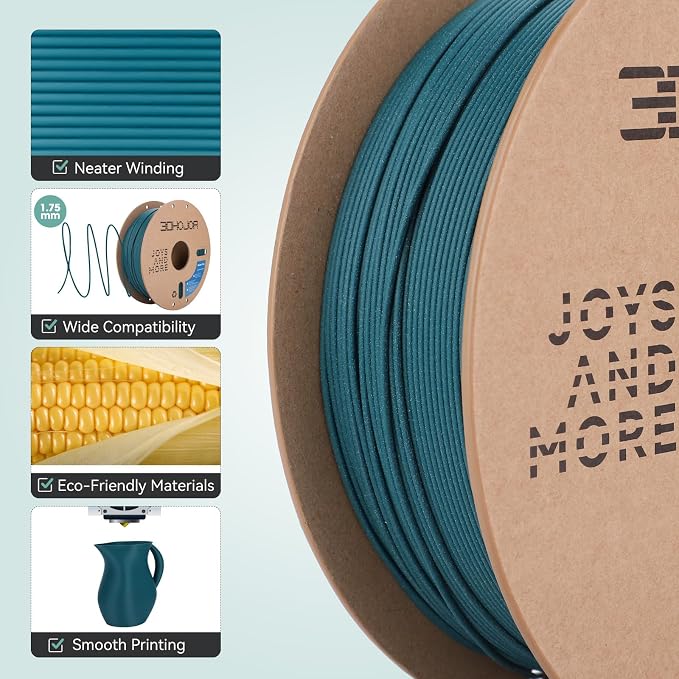 3DHoJor Matte PLA Filament 1.75mm, Upgrade 1kg Cardboard Spool PLA Filament 1.75 PLA 3D Printing Filament, Print with Most 3D Printers Using 3D Filament-Morandi Green