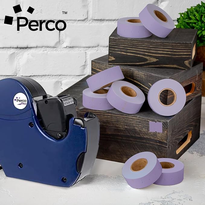 Perco 2 Line Lavender Labels - 24,000 Blank Price and Date Gun Labels for Perco 2 Line Price and Date Guns - 32 Rolls, 4 Sleeves - Made in USA