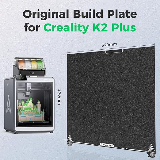 Creality K2 Plus Build Plate 370x370mm Textured PEI Sheet Spring Steel Magnetic K2 Plus Bed Plate Original Build Plate for Creality K2 Plus