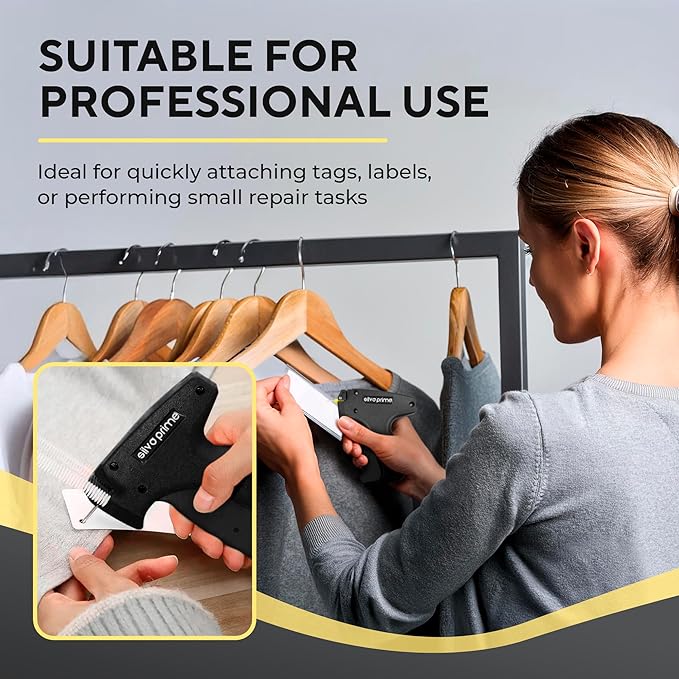 4000 Pcs Stitch Gun for Clothes, Tagging Gun for Clothing | 2000 Black & 2000 White Fasteners, 2 Stainless Steel Needles & Carry Case - Works on All Fabrics
