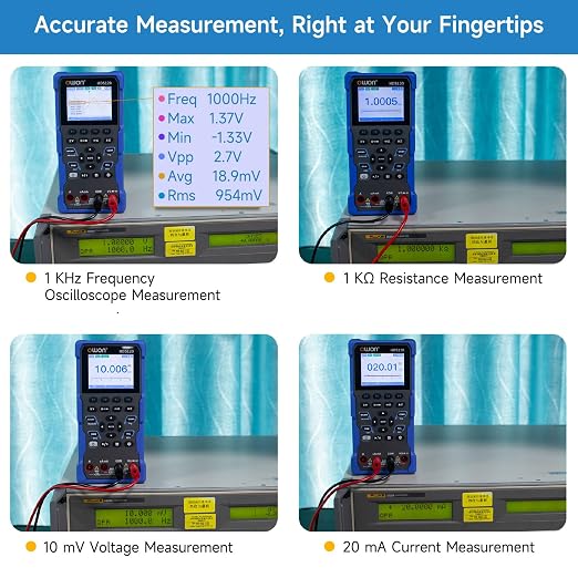 OWON Handheld Oscilloscope, Digital Multi Functional Oscilloscope Multimeters,20000 Counts Portable 2 in 1 Universal Test Instrument, with 2.8 inch IPS Screen Display 1CH 1Mhz Bandwidth HDS120