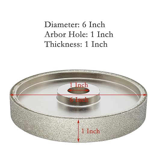 CBN Grinding Wheel 6 inch Dia x 1 inch Wide, 1 inch Arbor Hole, Sharpen High Speed Steel Cutting Tools, Diamond Grinding Wheel 80 Grit