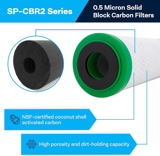 SpiroPure 10x2.5 0.5 Micron Carbon Water Filter CBR2-10 SMCB-2510 (12 Pack)