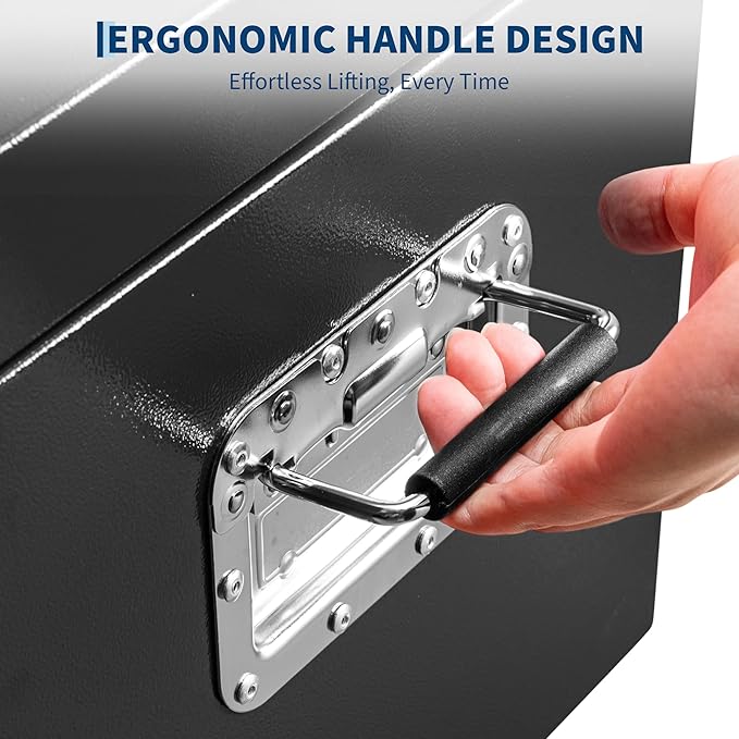 GarveeTech Truck Bed Tool Box Heavy Duty Steel Toolbox with Hydraulic-Assisted Lid, Drill-Proof Lock & Weatherproof Seal, Universal Mount for Pickup, Truck Bed, RV, Trailer