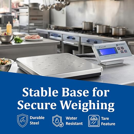 San Jamar Escali Digital Kitchen Scale SCDG264 – Platform Kitchen Scale with Remote Display, 264lb Capacity, Stainless Steel Surface, Tare Function, Auto Shutoff, Adapter Included