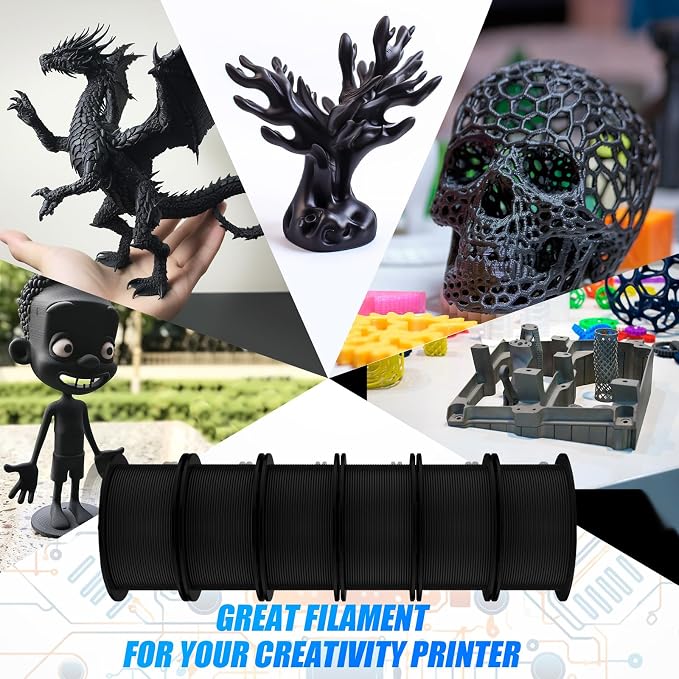 Pangda 3D Printer Filament Pla Bundle 1.75mm Multicolor, ±0.02mm Dimensional Accuracy, 3D Printing Filament for DIY Projects, Holiday Crafts(1.5 kg,Black Color)