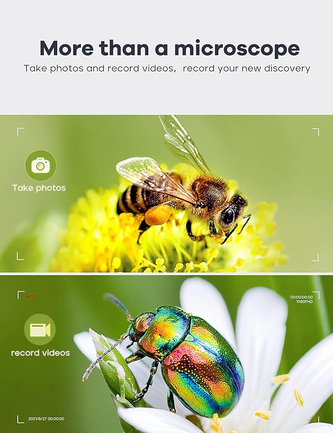 7" LCD Digital Microscope 1200X,Leipan 12MP Coin Microscope with Screen for Adults,1080P Coin Magnifier with 12pcs Slides,Wired Remote,2 Side Lights,Windows/Mac OS Compatible