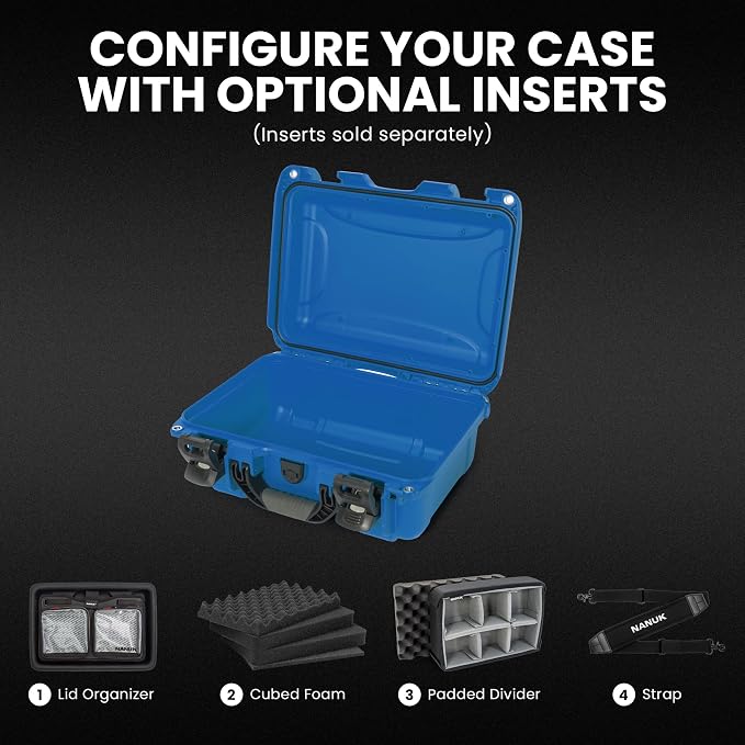 NANUK 915 Empty Hard Case, IP67 Waterproof, Dustproof and Impact Resistant, 13.8” x 9.3” x 6.2” – Rugged Construction for Ultimate Protection, Made in Canada – Blue