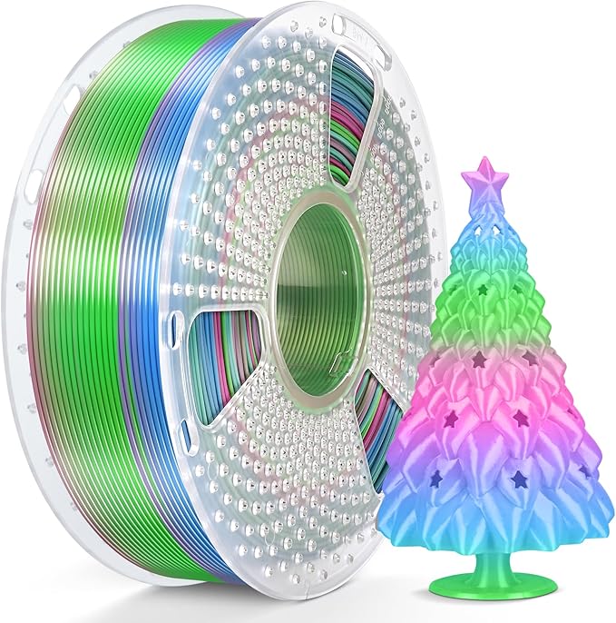 SUNLU Silk Rainbow PLA Filament, Multicolor Silk 3D Printer Filament 1.75mm +/- 0.02mm, Fast Color Change Each 8 Meters, 330 Meters, 1kg/2.2lbs, Silk Rainbow Filament(Cyan-Magenta-Blue)