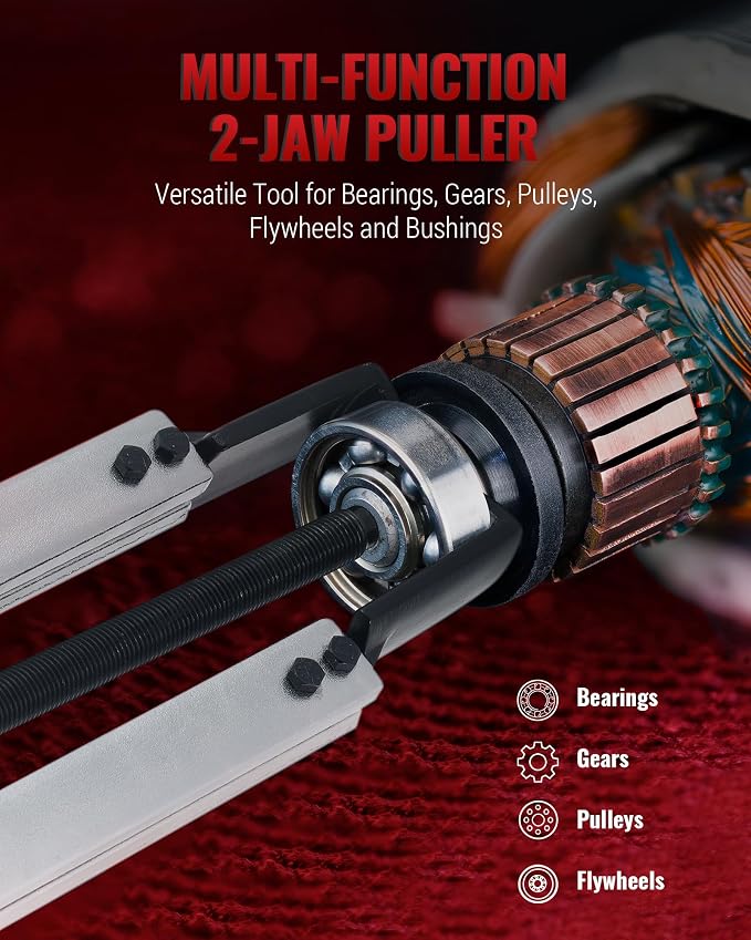 Reywoo Gear Puller Set, Adjustable 2 Jaw Bearing Puller, Pulley Puller, Flywheel Puller Kit with Extendable Arms and Reversible Jaws for Removing Bearings, Gears, Pulleys and Flywheels