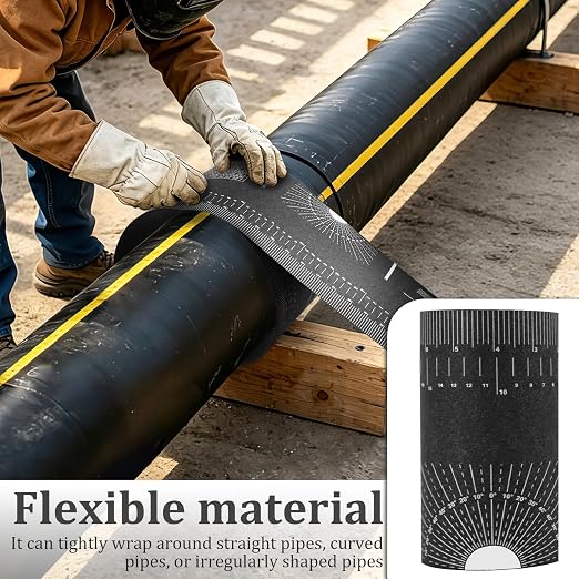 Flexible Pipe Measuring Tool – Bendable Ruler for Curved Surfaces, Hose & Pipe Measurement, Dual Scale Inches/cm, Flexible Ruler Set for Plumbing, HVAC, Automotive,1" to 41" Diameter Pipes, DIY (4)