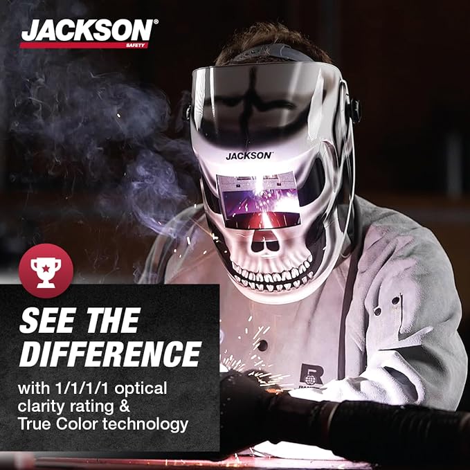 Jackson Safety Premium Graphic Welding Hood with ADF - Ultra Lightweight Auto Darkening Welding Helmet - ANSI Z87.1 (Multiple Styles)