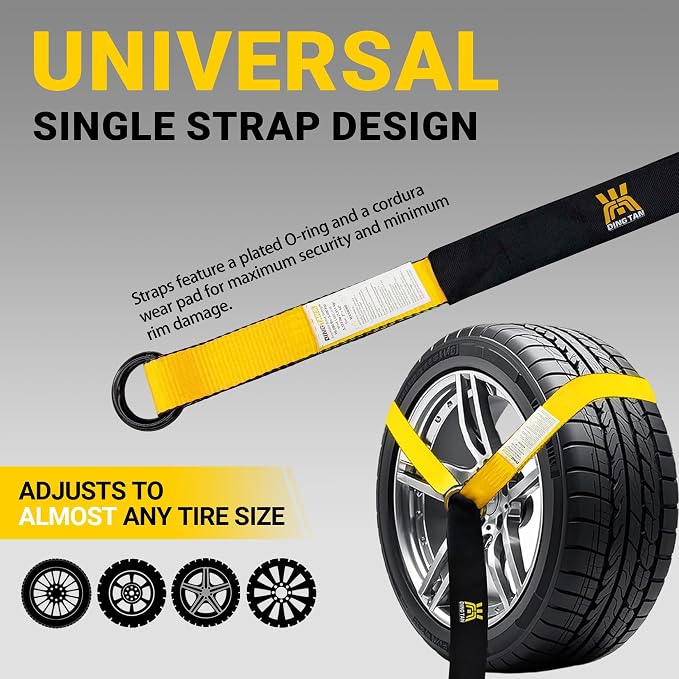 Car Tie Down Straps for Trailers, 4 Pack 2" x 96" Heavy Duty Car Hauler Ratchet Straps, 10,000 lbs Break Strength, Tire Ratchet Straps with Flat Hooks, Lasso Style for Cars, SUVs, UTVs & Trucks