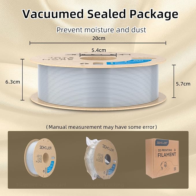 3DHoJor Silk PLA Filament 1.75mm, Silver+Gold+Copper+Bronze | 1kg*4 Cardboard Spool, Silk Shiny, Dimensional Accuracy +/- 0.03 mm, Fit Most FDM Printer
