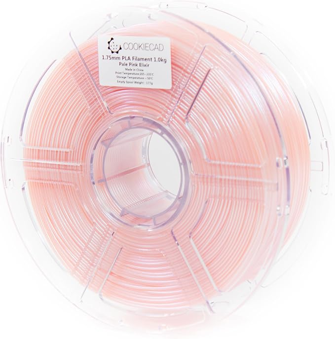 Cookiecad PLA Filament 1.75mm 1kg Iridescent Glitter 3D Printer Filament - Pale Pink Elixir PLA