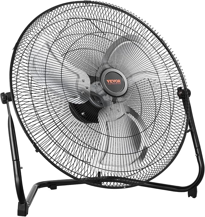 VEVOR Floor Fan, 3 Speeds High Velocity Heavy Duty 20 Inch Industrial Fan, 4800 CFM 360° Adjustable Tilt 21.33 ft/sec Airflow Large Metal Fan, for Home, Gym, Office, Garage, Commercial Shop & Bedroom