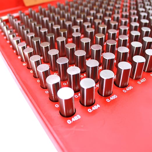 HFS(R) Pin Gage Set M2 Plus Steel Gauge with Storage Case for Carpenters and Home Improvement 250 PCS 0.251-0.500"