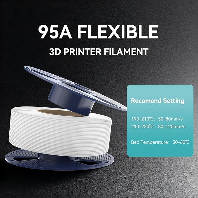 SUNLU TPU 95A Flexible 3D Printing Filament 1.75mm, Black 1-Pack | Soft TPU,Easy Printing,1kg Spool (2.2 lbs),Dimensional Accuracy +/- 0.03mm, Fit Most FDM Printer