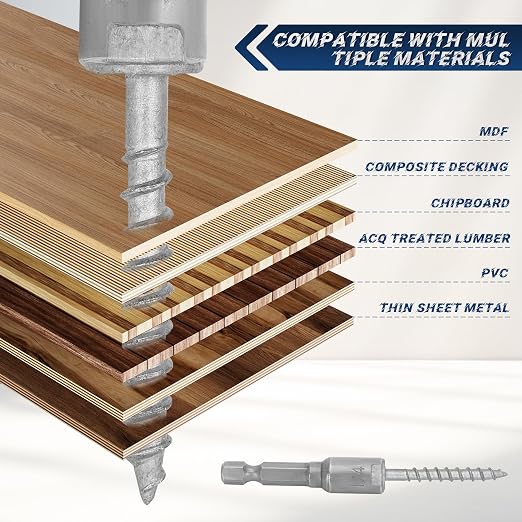 #9x1-1/2 Joist Hanger Screws 200QTY Hurricane Screws,Mech.Galv. Wood Screw | 1500-Hour Salt Spray Rust Test Construction Screws for Joist Hangers,1/4-Hex Drive with 0.370"-Dia,Replace 9112R500