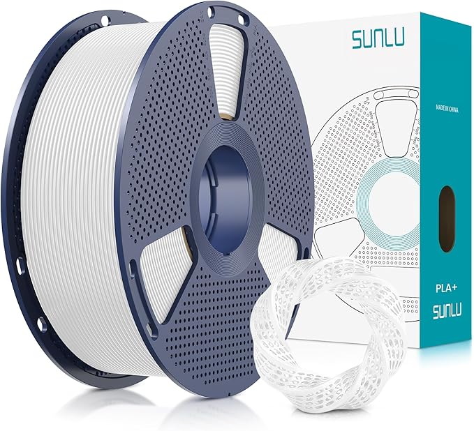 SUNLU 3D Printer Filament PLA Plus 1.75mm, SUNLU Neatly Wound 1.75mm PRO, PLA+ Filament for Most FDM 3D Printer, Dimensional Accuracy +/- 0.02 mm, 1 kg Spool(2.2lbs), White