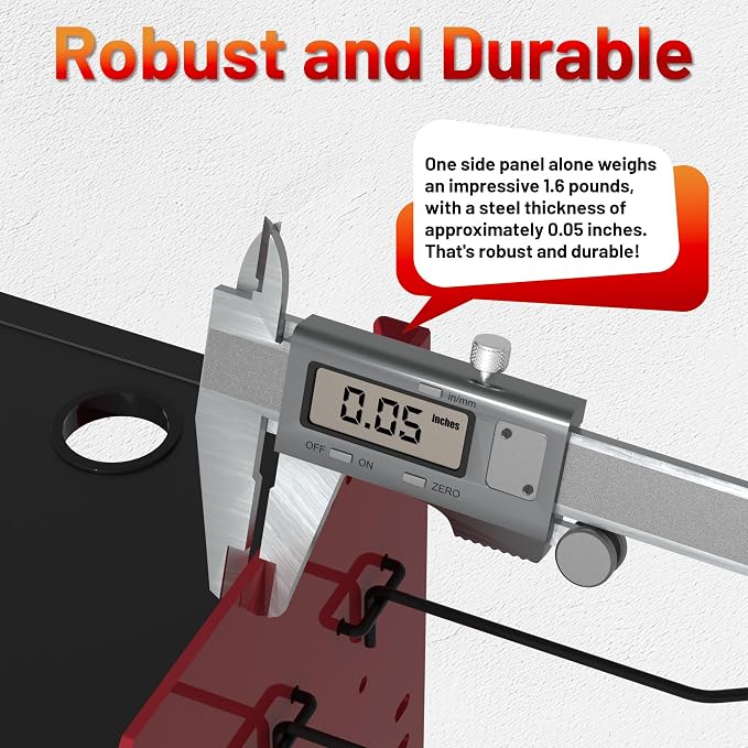 Power Tool Organizer Wall Mount with Charging Station & 8 Outlet,4 Layer Heavy Duty Metal Rack Loads 260lbs for Garage Organization,4 Cordless Drill Holders,Day Gift for Men,Dark Red