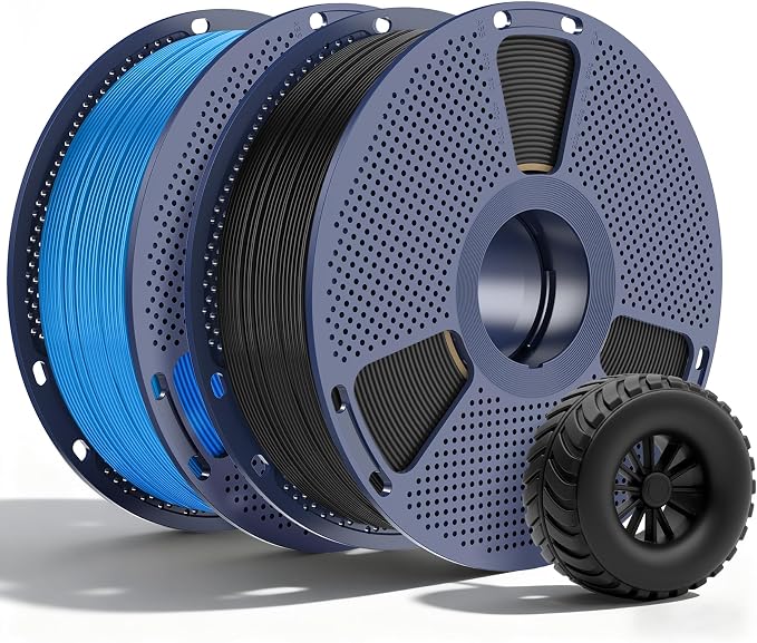 SUNLU TPU 95A Flexible 3D Printing Filament 1.75mm, Black+Blue 2-Pack | Soft TPU,Easy Printing,1kg Spool (2.2 lbs),Dimensional Accuracy +/- 0.03mm, Fit Most FDM Printer