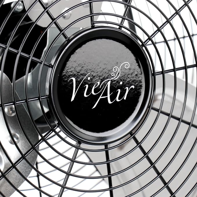 Vie Air 20 Inch Twin Pack Industrial Tilting High Velocity 3 Speed Metal Floor Fan, Black