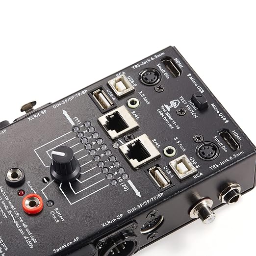 MFL. 15-Plug Audio Cable Tester Line Finder Black 15-in-1 Cables Checker 10-Way Switch Wire Tracker with LED Indicators, Rectangular