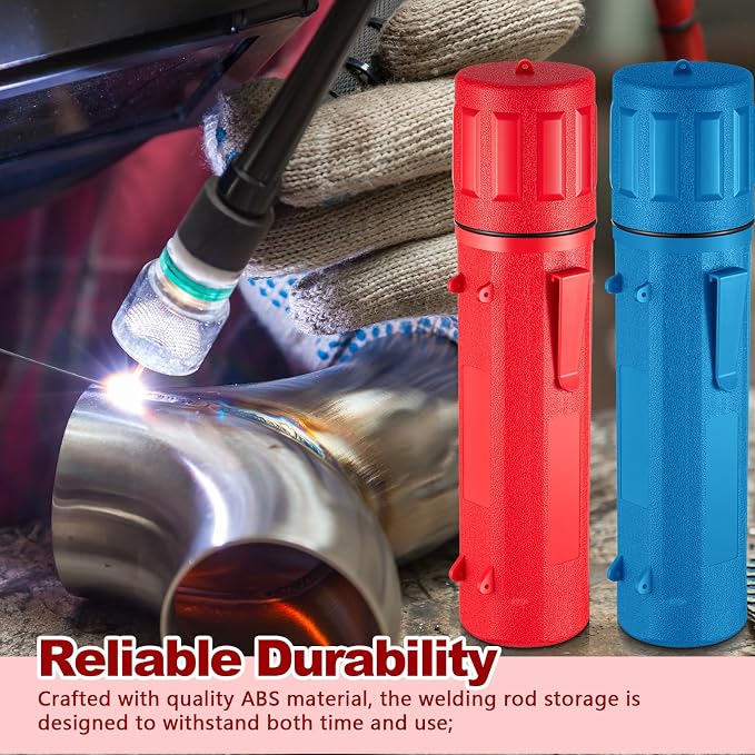 Zonon 4 Pcs Welding Rod Storage Tube 14 Inch Electrode Welding Rod Holder Container Airproof and Waterproof for Canister(Red and Blue)